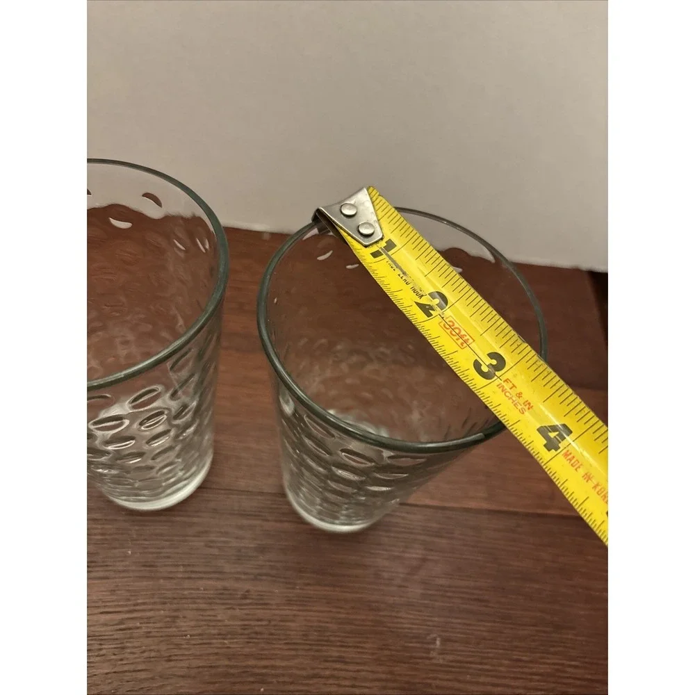 VTG  1960's‎ Libbey AWA Dot Reverse Optic 16oz Clear Ice Tea Glasses Set of 4